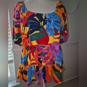 TERRA & SKY Ruffled Peplum Blouse